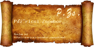 Páricsi Zsombor névjegykártya